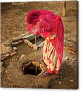 Indian Woman Getting Water From The #1 Canvas Print