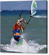 Kite Surfing And Windsurfing On A Windy Day #1 Canvas Print