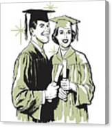 Male And Female Graduates With Diplomas #1 Canvas Print