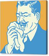 Man Sneezing Into A Handkerchief #1 Canvas Print