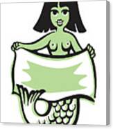 Mermaid With Blank Banner #1 Canvas Print