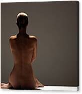 Naked Woman Sitting, Rear View #1 Canvas Print