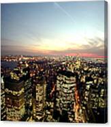 New York City Skyline At Dusk With The #1 Canvas Print