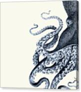 Octopus Indigo Blue And Cream A #1 Canvas Print