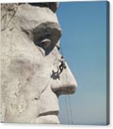 Repairman On Face Of Abraham Lincoln #1 Canvas Print