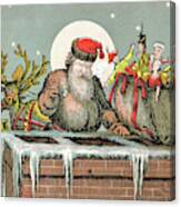 Santa Is Coming Through The Chimney #1 Canvas Print