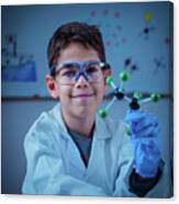 Schoolboy Holding Molecular Model #1 Canvas Print