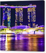 Singapore Waterfront By Night #1 Canvas Print