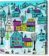 Small Town Winter Scene #1 Canvas Print