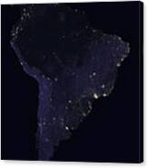 South America At Night #1 Canvas Print