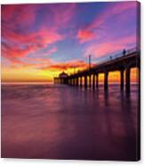 Stunning Sunset At Manhattan Beach Pier #1 Canvas Print