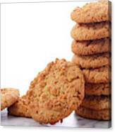Traditional Anzac Biscuits On White Background #1 Canvas Print