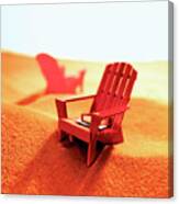 Two Adirondack Chairs In The Sand #1 Canvas Print