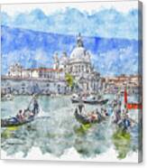 Venice #watercolor #sketch #venice #italy #1 Canvas Print