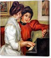 Yvonne And Christine Lerolle At The Piano By Renoir Canvas Print