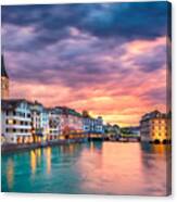 Zurich. Cityscape Image Of Zurich #1 Canvas Print