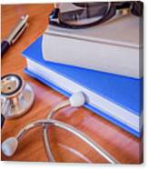 Stethoscope Next To A Book #10 Canvas Print