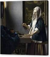 Woman Holding A Balance Canvas Print