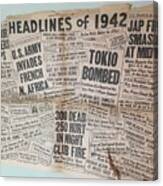 1942 Headlines Canvas Print