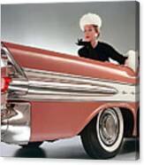 1957 Pontiac Catalina With Fashion Model Canvas Print