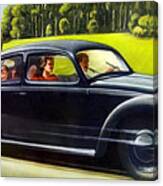 1950s Volkswagen At Speed With Occupants Canvas Print