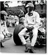 1965 Race Scene With Dan Gurney And Jim Clark With Lotus Canvas Print