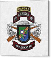 1st Ranger Battalion- Army Rangers Special Edition Over White Leather Canvas Print