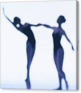A Silhouette Of Two Young Women #2 Canvas Print