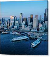 Aerial View Of A City, Seattle, King #2 Canvas Print
