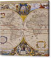 Antique Map Of The World #2 Canvas Print
