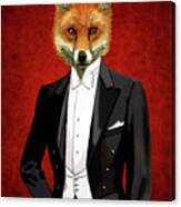 Fox In Evening Suit Portrait #2 Canvas Print