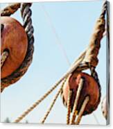 Rigging And Ropes On An Old Sailing Ship To Sail In Summer. #2 Canvas Print