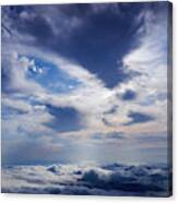 Scene Of A Winter Cloudy Sky From The Top Of A Mountain Peak. #3 Canvas Print