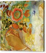 Two Young Girls Among Flowers, 1912 Canvas Print