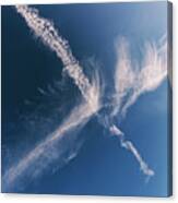 Aircraft Contrails And Cirrus Clouds #3 Canvas Print