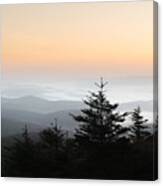 Morning Fog In Autumn Mountains. Fir #3 Canvas Print