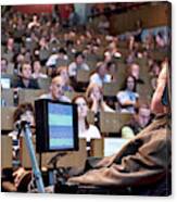 Stephen Hawking Lecturing At Cern In 2009 #3 Canvas Print
