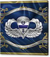 325th Airborne Infantry Regiment - 325th  A I R  Insignia With Parachutist Badge Over Flag Canvas Print