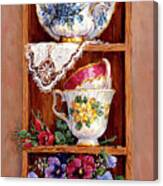 3772 Porcelain And Pansies Canvas Print