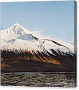 Beautiful Scene Of A Landscape With High Snowy Mountains And Sea. #4 Canvas Print