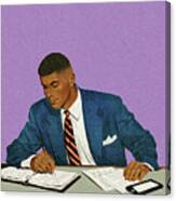 Businessman Working At A Desk #4 Canvas Print