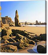 Rock Formations At Low Tide On Bandon #4 Canvas Print