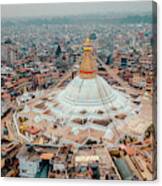 Stupa Temple Bodhnath Kathmandu, Nepal From Air October 12 2018 #4 Canvas Print