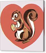Squirrel Holding Nut Canvas Print