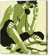 Woman Talking On Telephone #5 Canvas Print