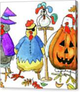 54t - Halloween Hens Canvas Print