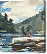 Hudson River, Logging Canvas Print