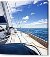 Sailing In The Wind With Sailboat Canvas Print