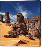 Sand Dunes And Rocks, Sahara Desert #7 Canvas Print