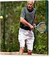 Active Senior Man Playing Tennis #8 Canvas Print